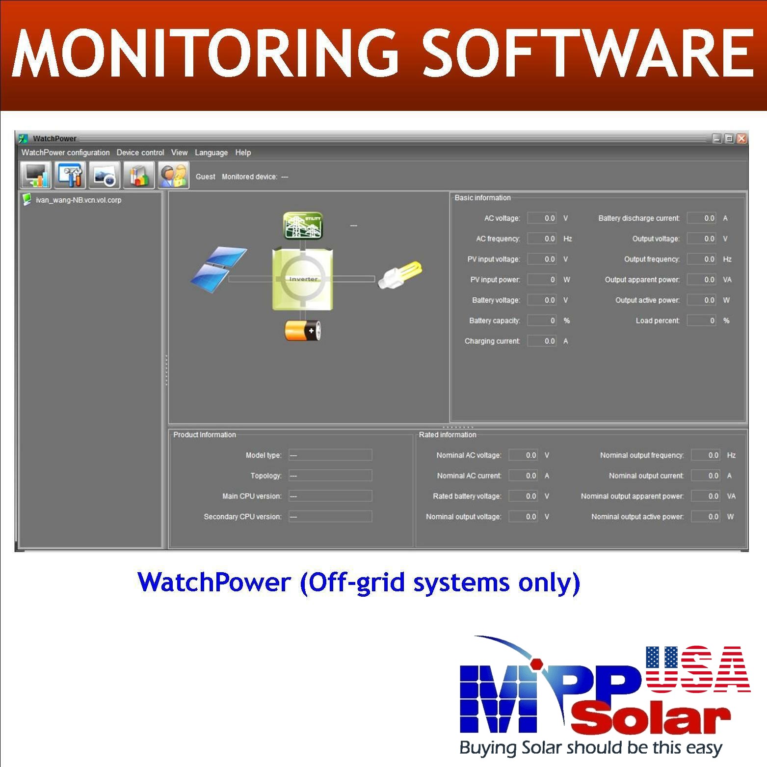 Promo -U5648MS 5600kw (230vac OUTPUT Only - No US Split phase) 48vdc MPP SOLAR inverter + MPPT solar charger 120A (High PV input 450vdc) + battery charger 120A - Image 5