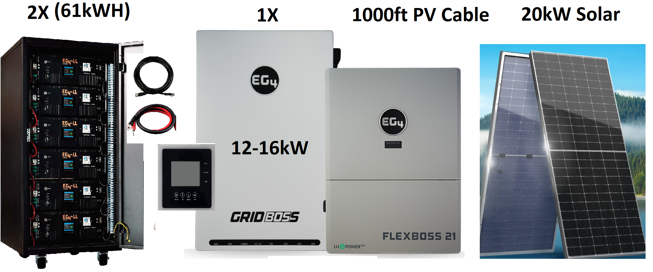 UL Listed Kit 16kW Output with 21kW Solar Input, Grid Interactive, 20kW Solar, and 61kWh battery