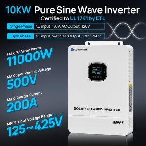 10KW 48V Solar Inverter 120V/220V Split Phase 200A Charger