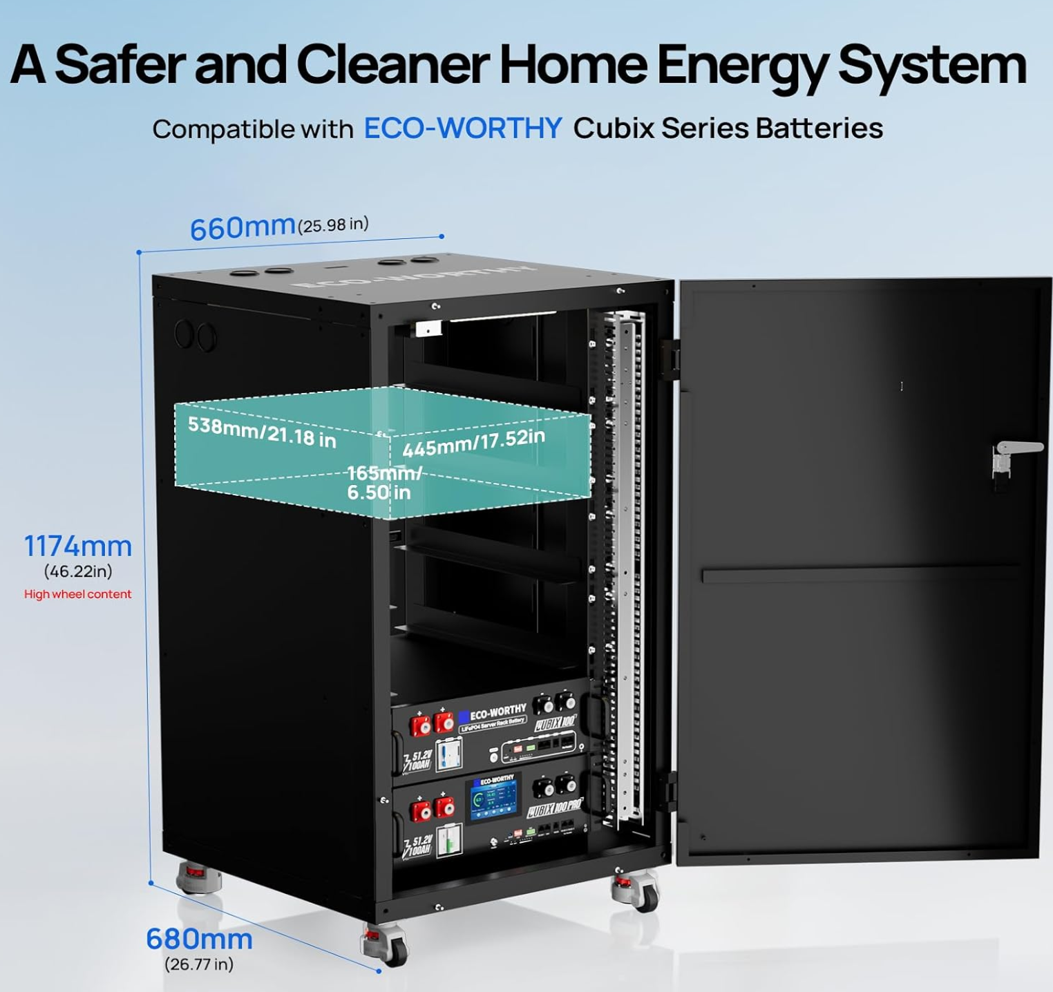 ECO-WORTHY RACK6 V2, 6-Layer Server Rack with 600A Busbar, Compatible with All ECO-WORTHY Rack Battery Versions - Image 3