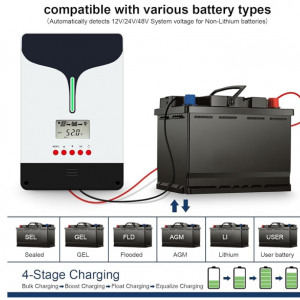 MPPT Solar Charge Controller, 60A, 12V 24V 36V 48V (Solar 800W to 3200W 150V max) TD4615F