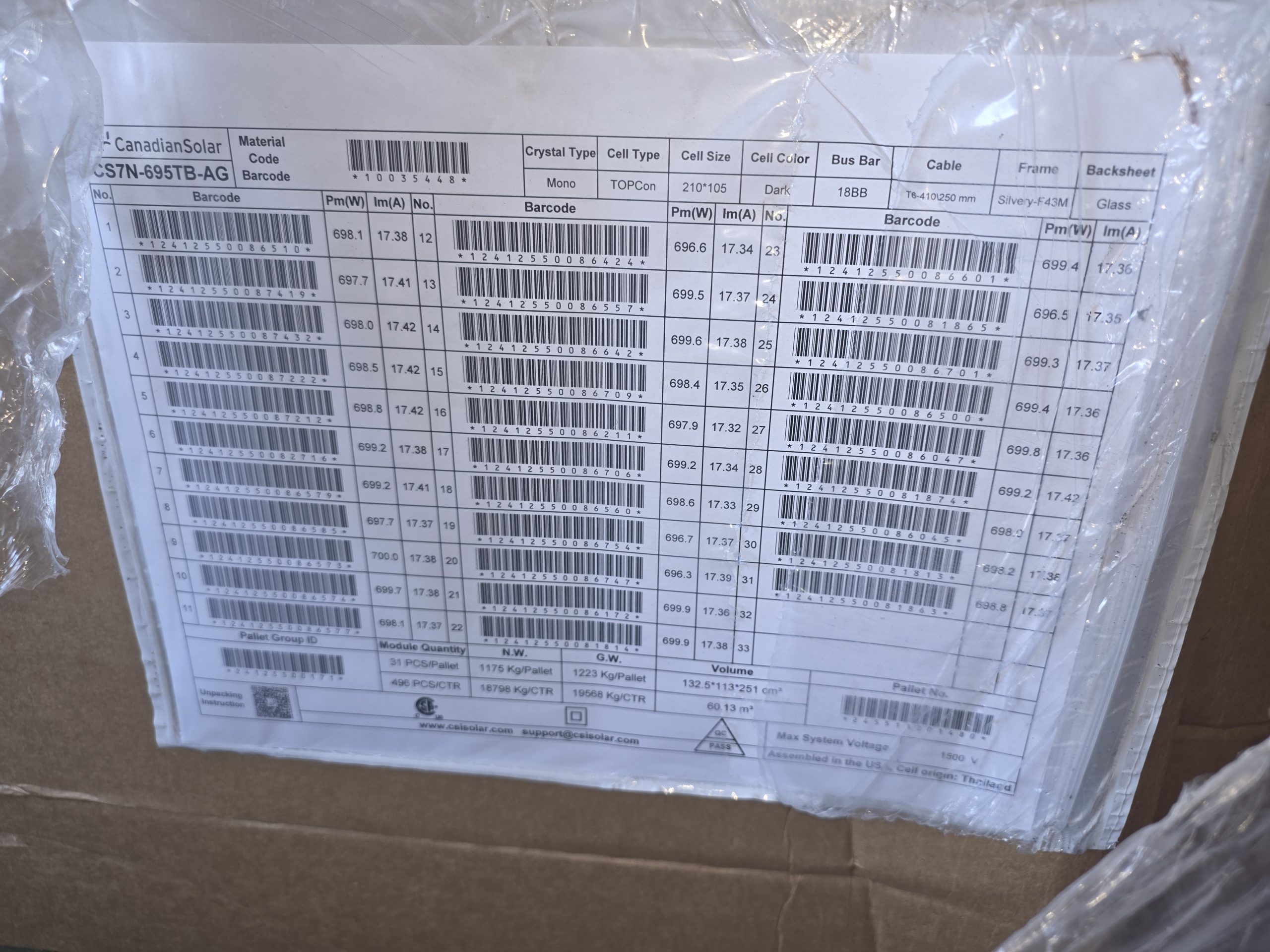 695W Canadian Solar - Bifacial Panel Pallet 31 pcs - Special Deal! See Description - Image 4