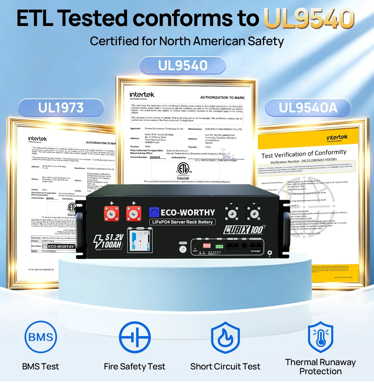 ECO-WORTHY Cubix100 48V 100Ah Server Rack Battery - Bluetooth & WiFi -10 Years Warranty | UL9540 | UL1973 | UL9540A | CEC Listed - Image 2